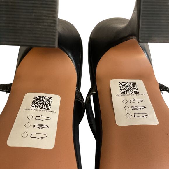 ASOS Sandals SZ 7 Black Leather Slide Square Toe High Square Heels - Picture 13 of 14